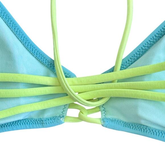 VICTORIA’S SECRET Vibrant Turquoise and Yellow Strappy Bikini Top Sz M - Picture 5 of 10